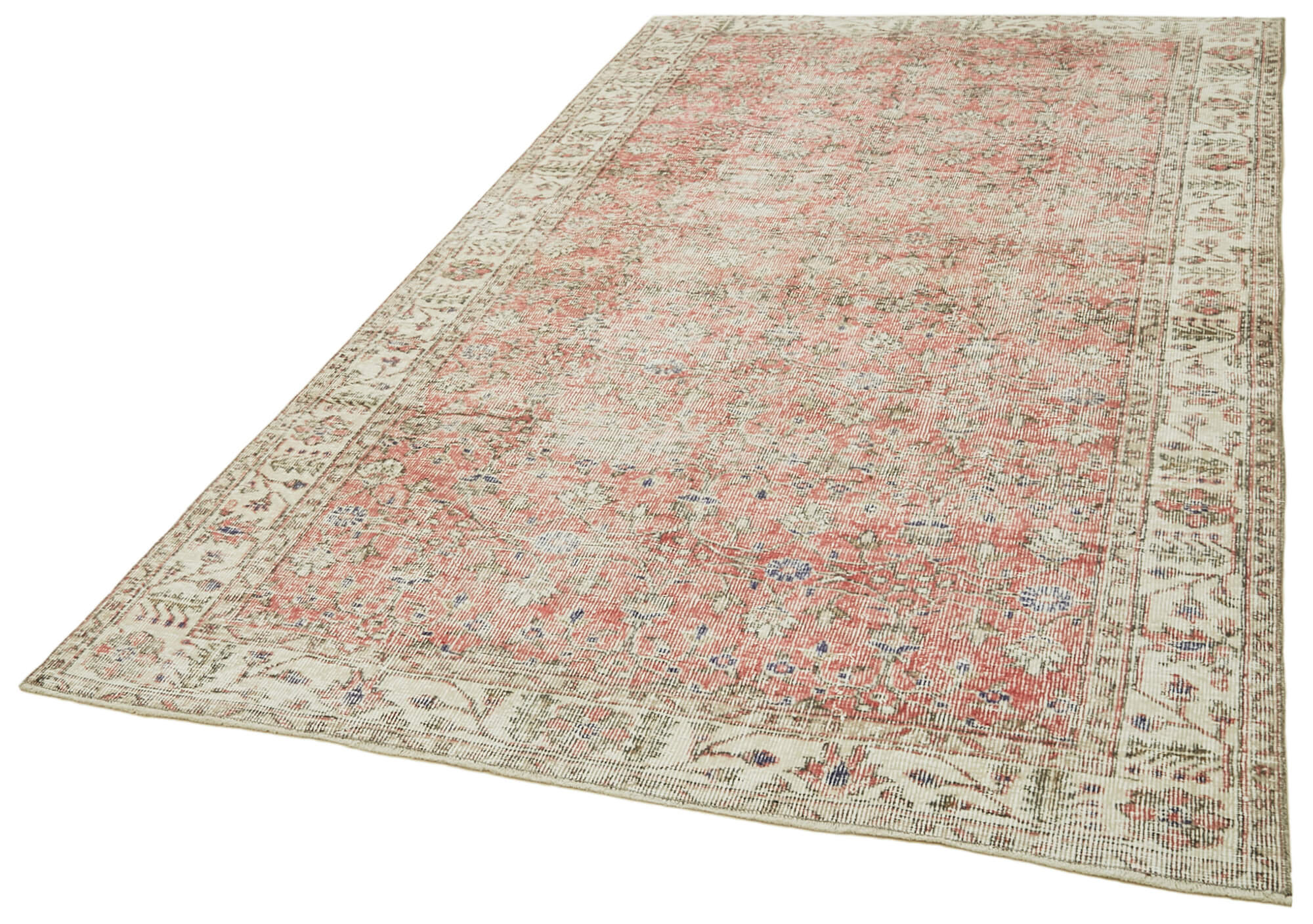 Handmade Wool Area Rug - Vintage Cotton Rug 5'5''x9'2'' | Soft Wool Carpet