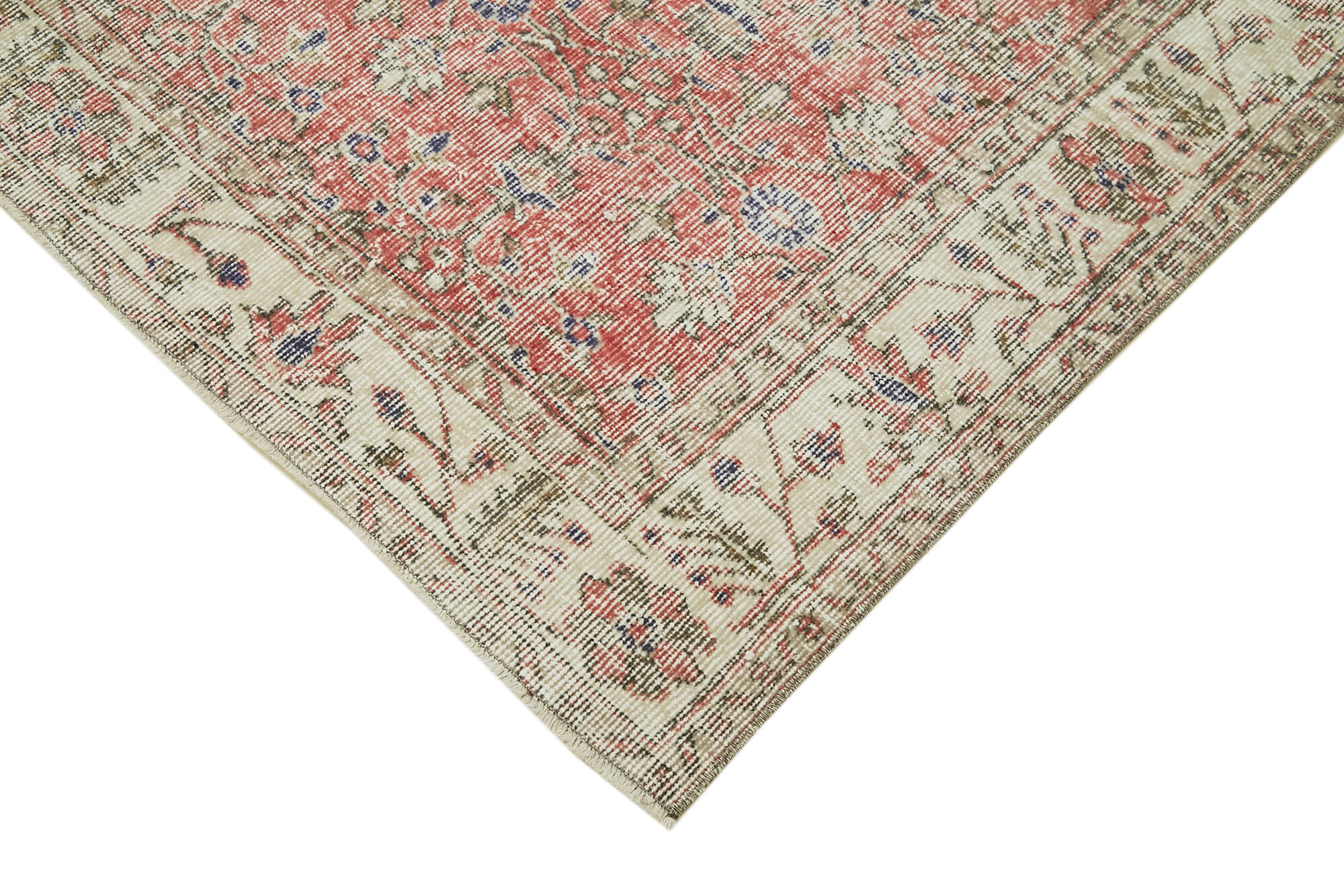 Handmade Wool Area Rug - Vintage Cotton Rug 5'5''x9'2'' | Soft Wool Carpet