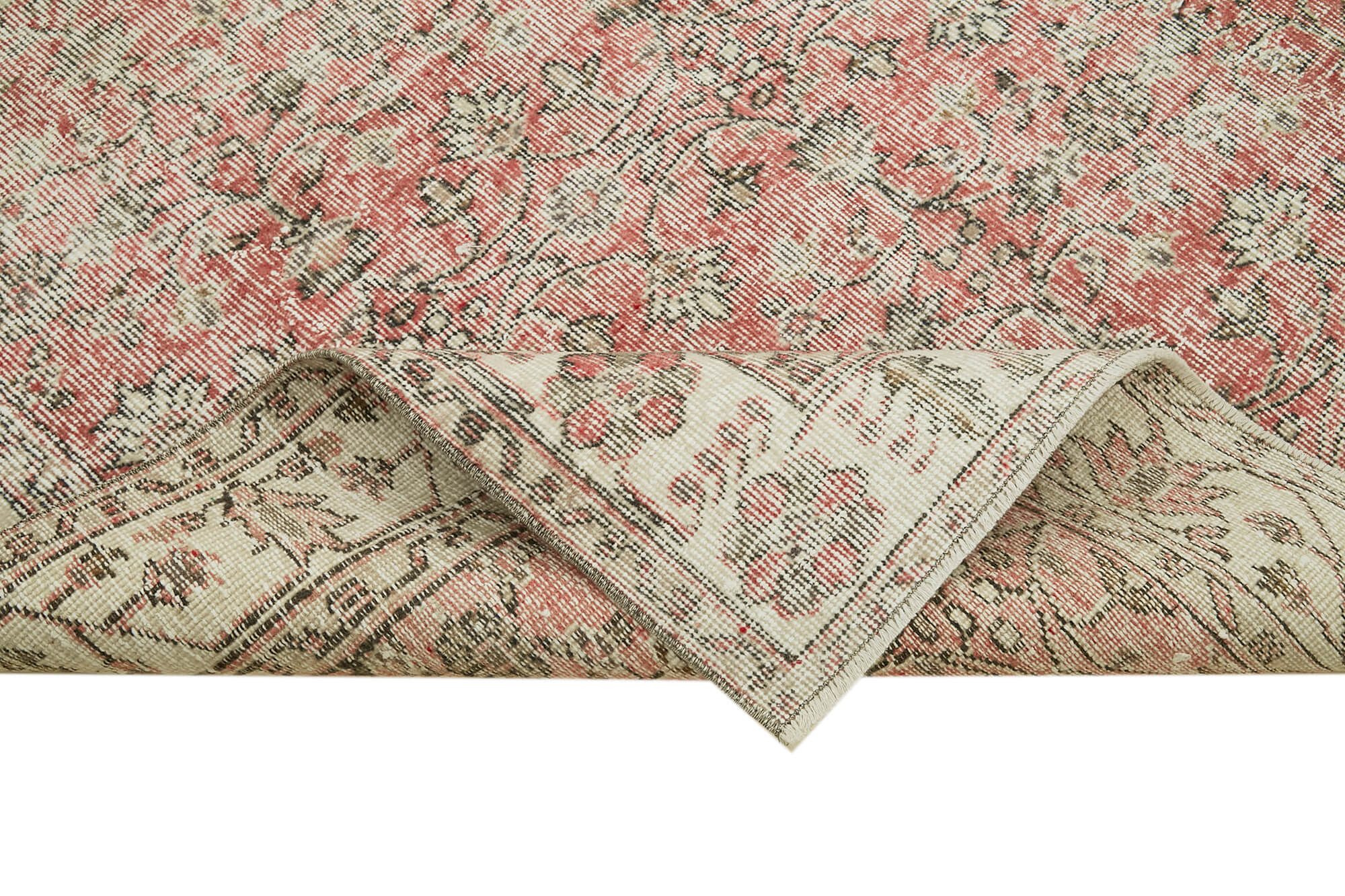 Handmade Wool Area Rug - Vintage Cotton Rug 5'5''x9'2'' | Soft Wool Carpet
