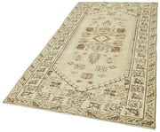 Handmade Wool Area Rug – Vintage Cotton Rug, Beige Neutral Color Carpet 4'5''x8'