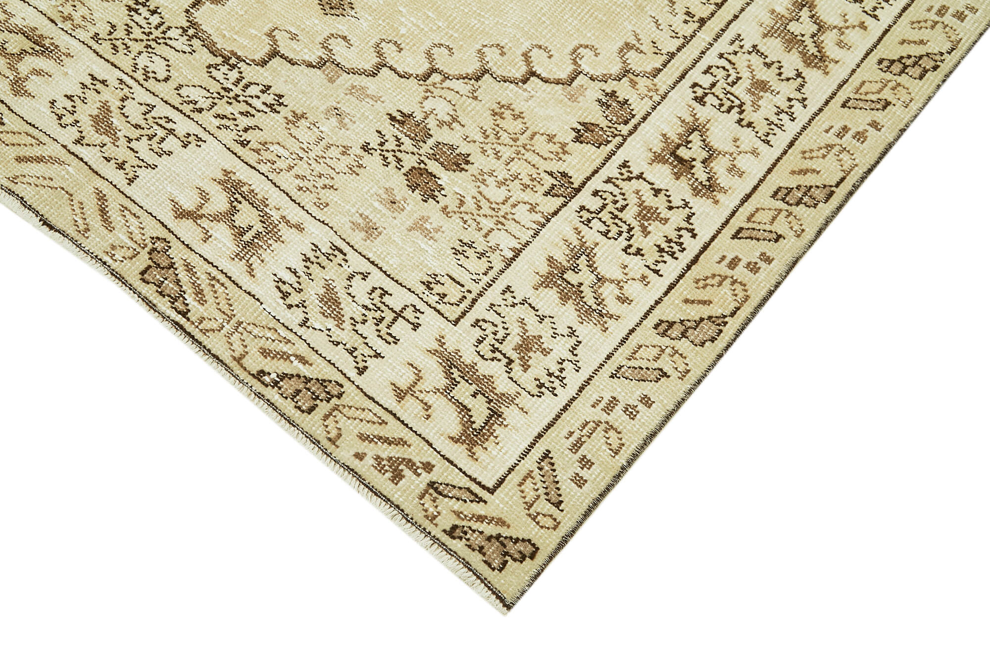 Handmade Wool Area Rug – Vintage Cotton Rug, Beige Neutral Color Carpet 4'5''x8'