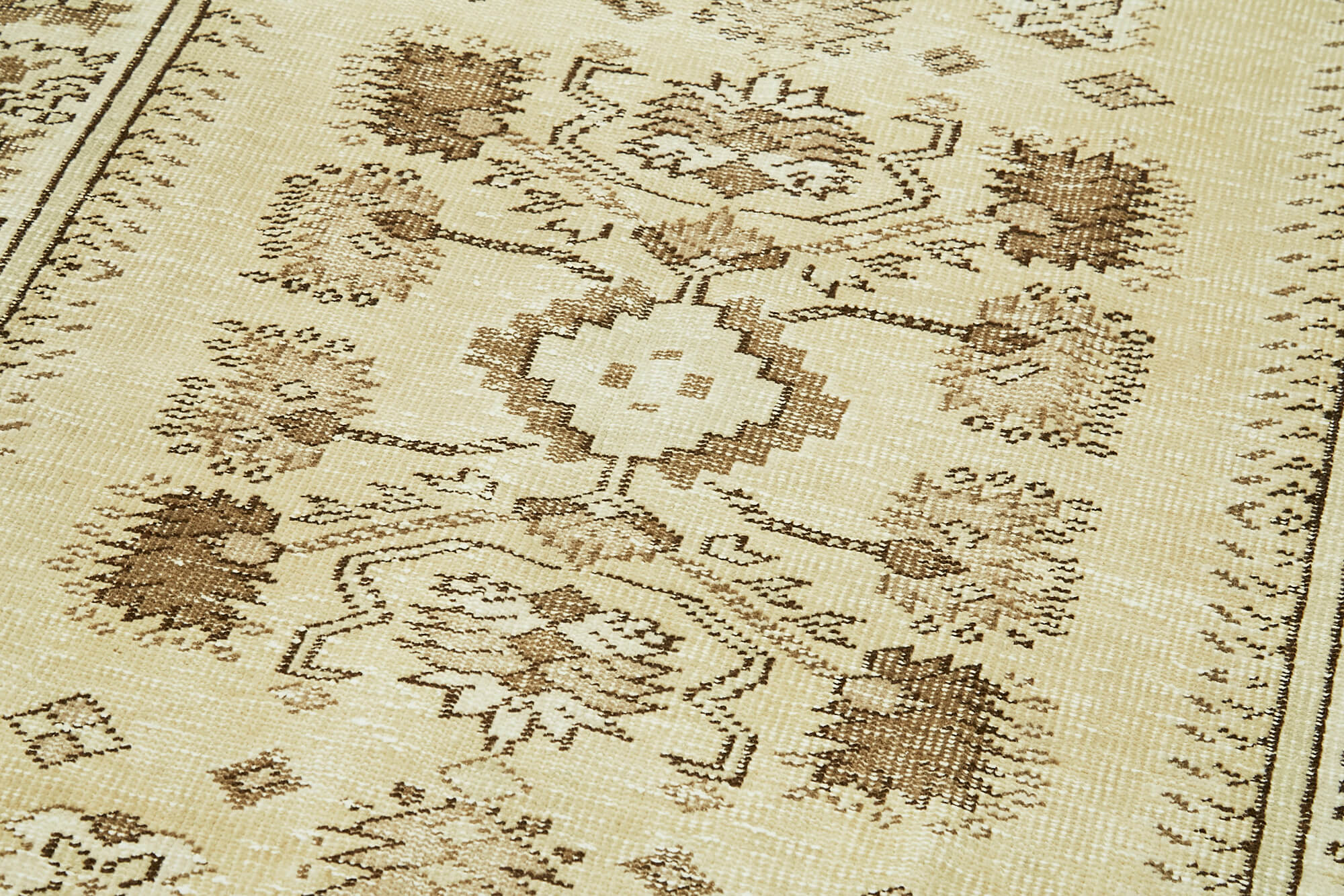 Handmade Wool Area Rug – Vintage Cotton Rug, Beige Neutral Color Carpet 4'5''x8'