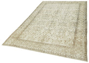 Handmade Wool Area Rug – Vintage Cotton Rug 5'7''x8'11'' Beige Classic Woven Carpet