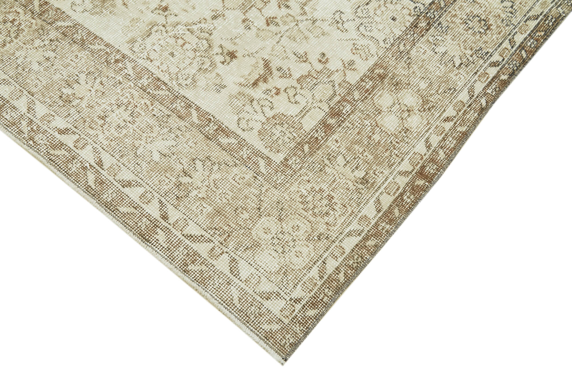 Handmade Wool Area Rug – Vintage Cotton Rug 5'7''x8'11'' Beige Classic Woven Carpet