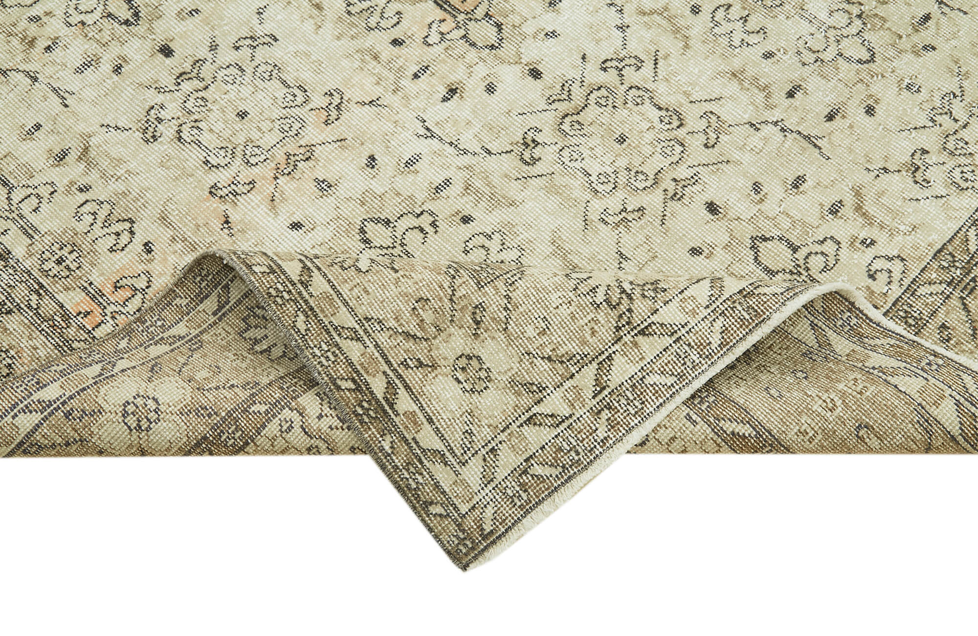 Handmade Wool Area Rug – Vintage Cotton Rug 5'7''x8'11'' Beige Classic Woven Carpet