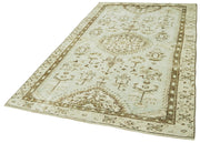 Handmade Wool Area Rug - Vintage Cotton Rug, Beige Neutral Color Carpet 4'10''x8'6''