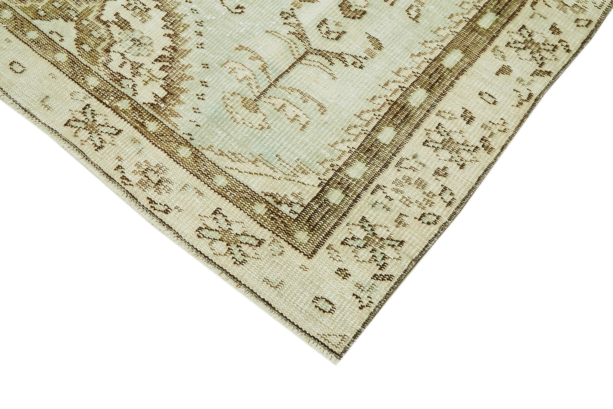 Handmade Wool Area Rug - Vintage Cotton Rug, Beige Neutral Color Carpet 4'10''x8'6''