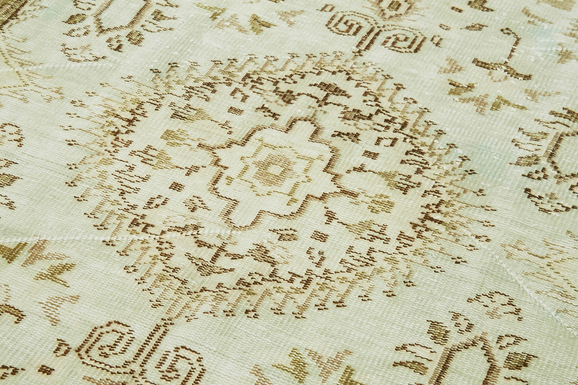 Handmade Wool Area Rug - Vintage Cotton Rug, Beige Neutral Color Carpet 4'10''x8'6''