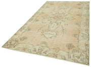 Handmade Vintage Area Rug – Beige Wool Carpet 5'5'' x 9'3'' | Hand Knotted Cotton Weave
