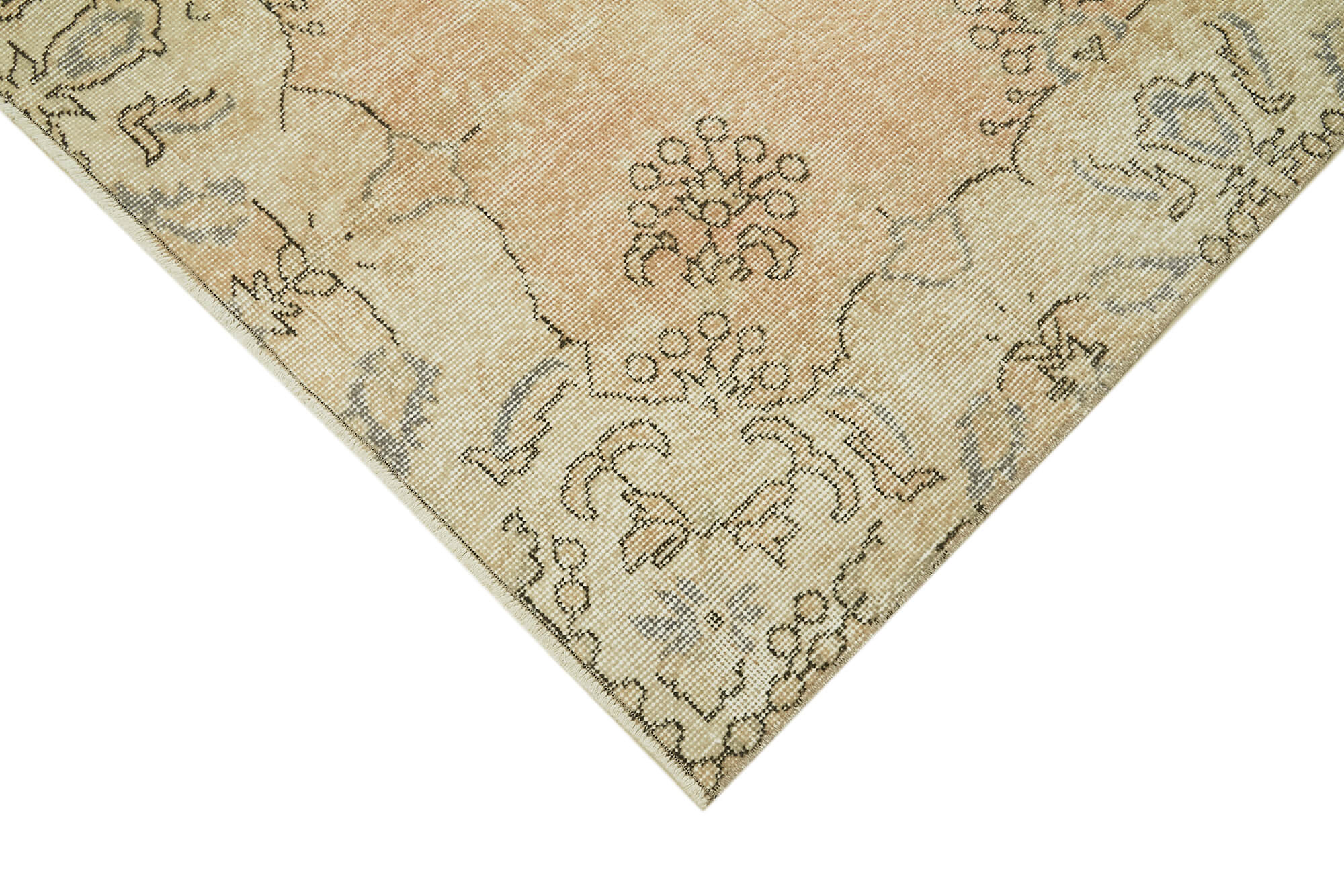 Handmade Vintage Area Rug – Beige Wool Carpet 5'5'' x 9'3'' | Hand Knotted Cotton Weave