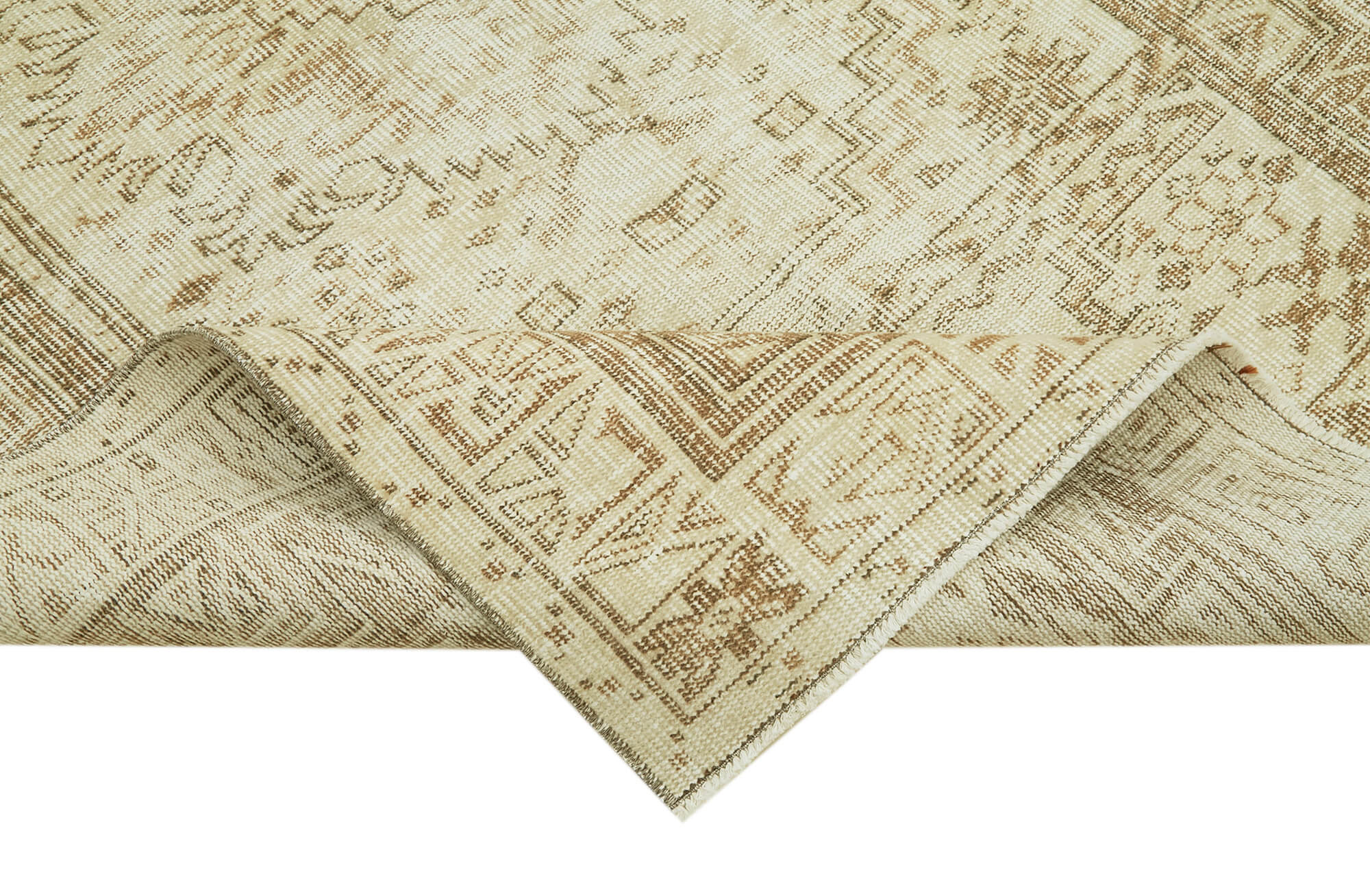 Handmade Wool Area Rug – Vintage Cotton Rug, Turkish Wool Carpet 5'3''x8'2'' Beige