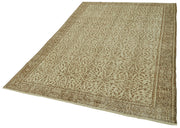 Handmade Wool Area Rug – Vintage Cotton Rug 5'5'' x 8'9'' Beige Area Carpet
