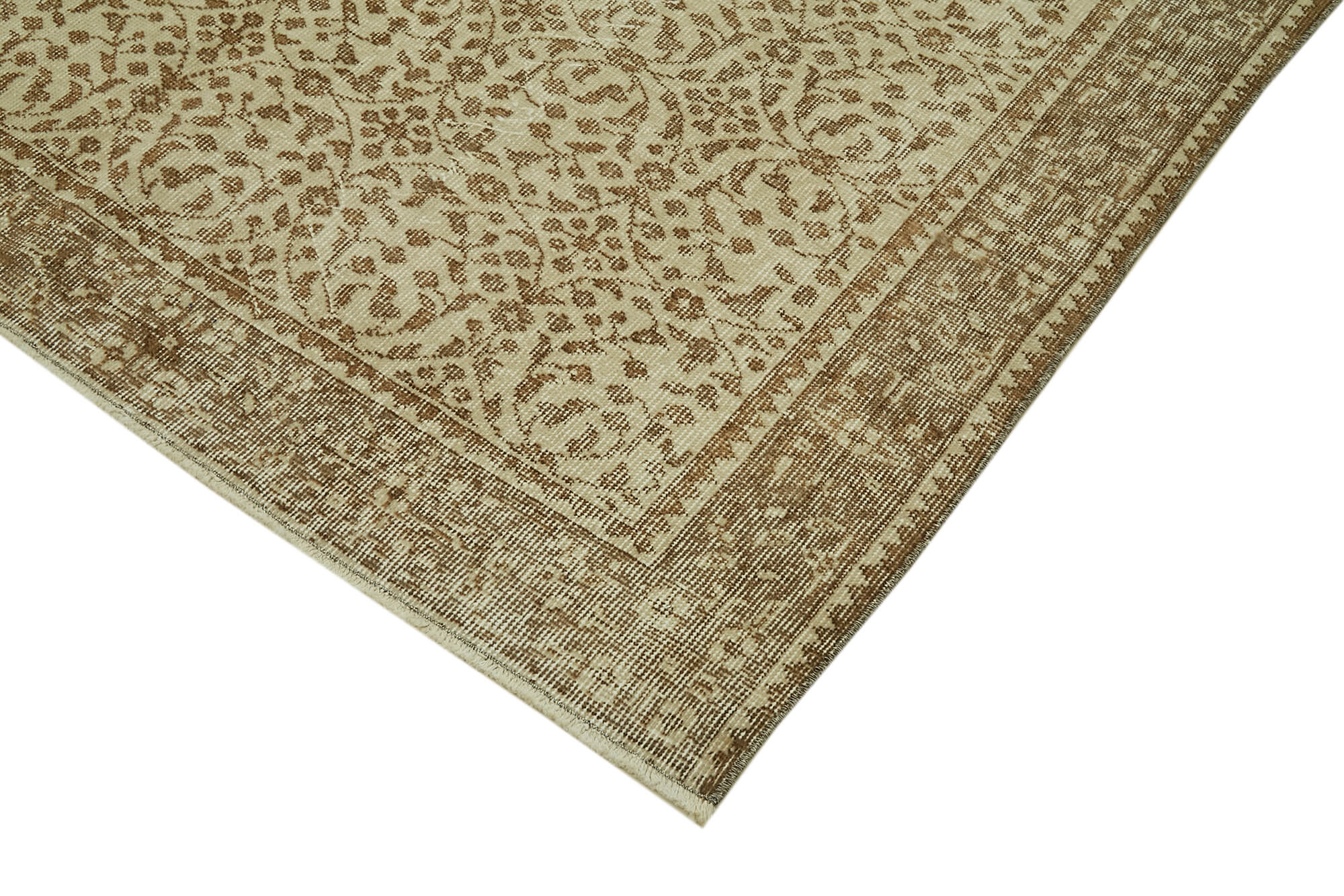 Handmade Wool Area Rug – Vintage Cotton Rug 5'5'' x 8'9'' Beige Area Carpet