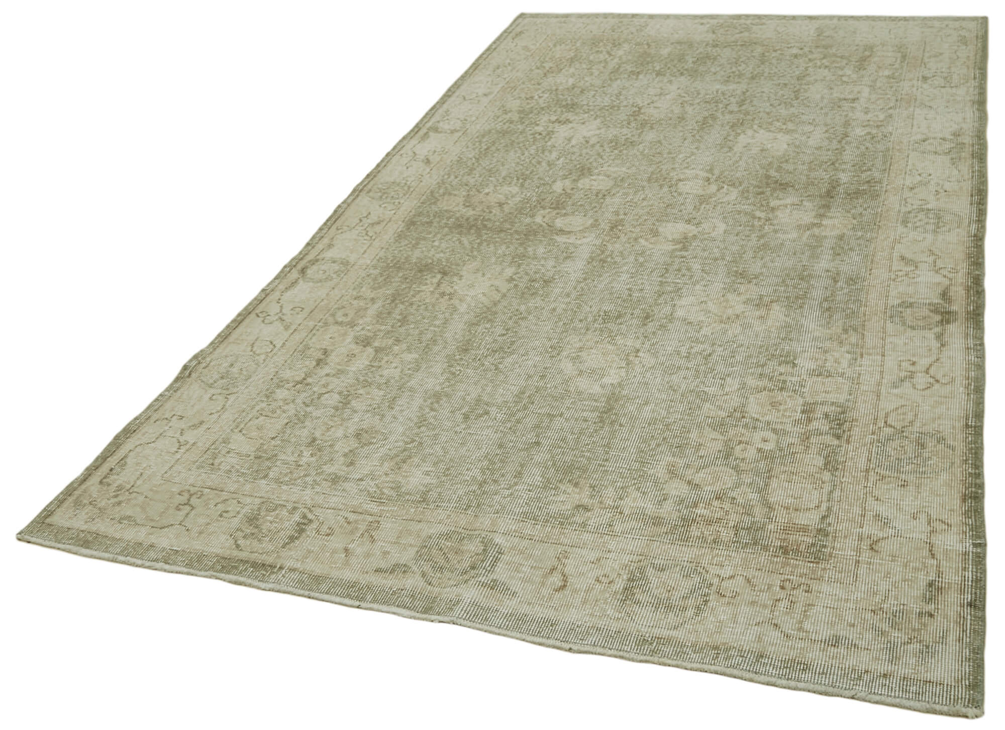 Handmade Wool Area Rug – Vintage Cotton Rug with Beige Wool Carpet, 5'1'' x 8'10''
