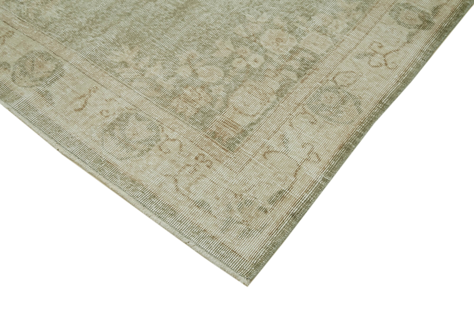 Handmade Wool Area Rug – Vintage Cotton Rug with Beige Wool Carpet, 5'1'' x 8'10''