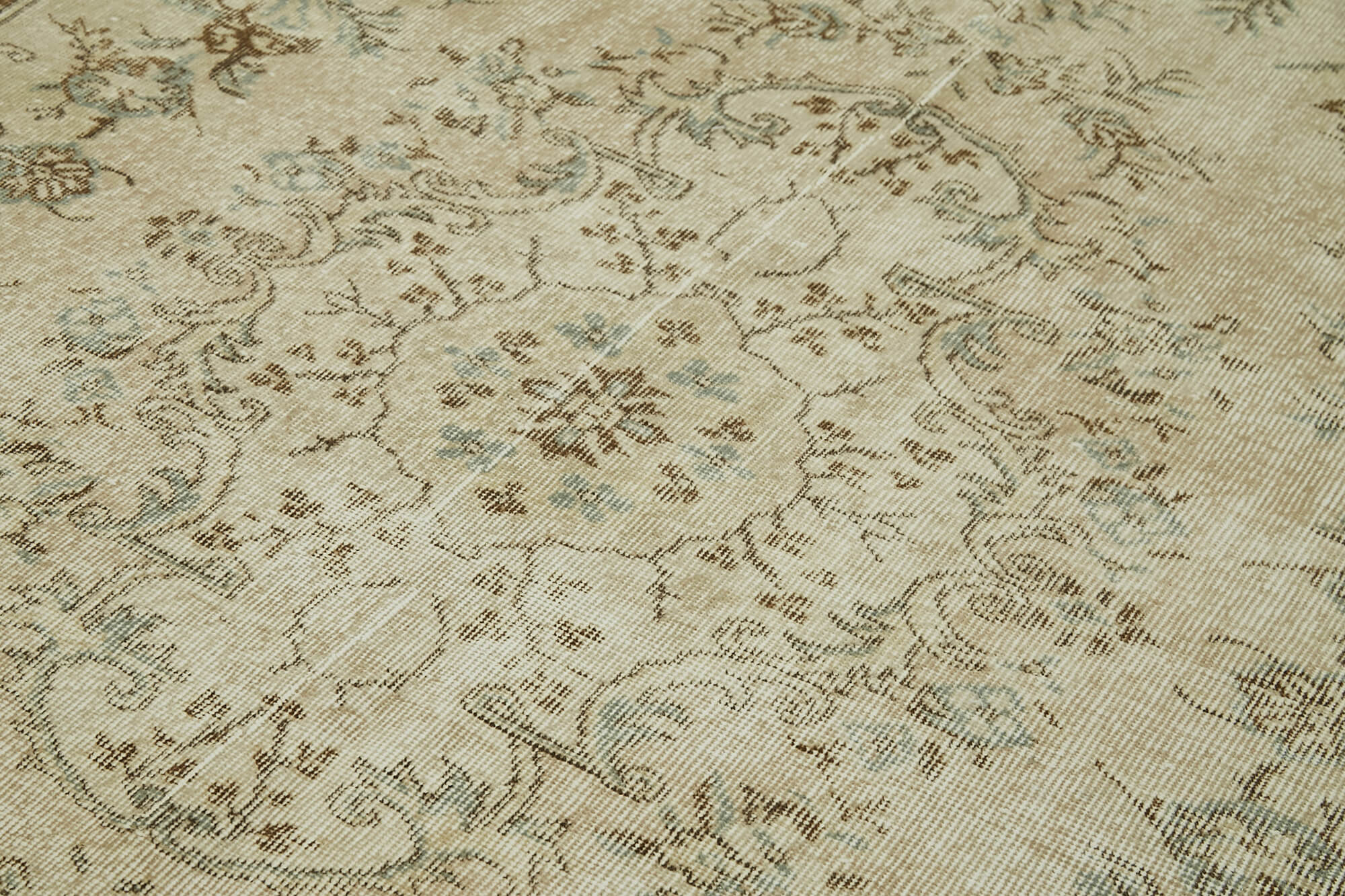 Handmade Wool Area Rug – Vintage Cotton Rug | Neutral Beige, Durable & Soft