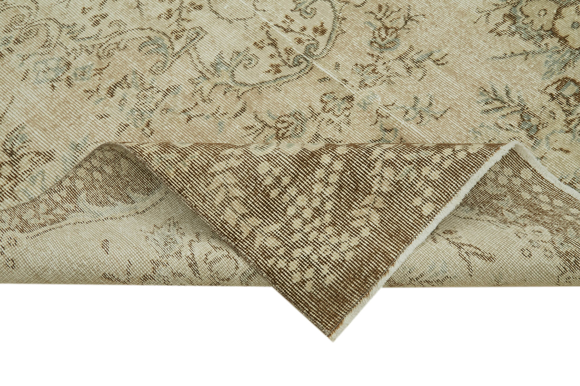 Handmade Wool Area Rug – Vintage Cotton Rug | Neutral Beige, Durable & Soft
