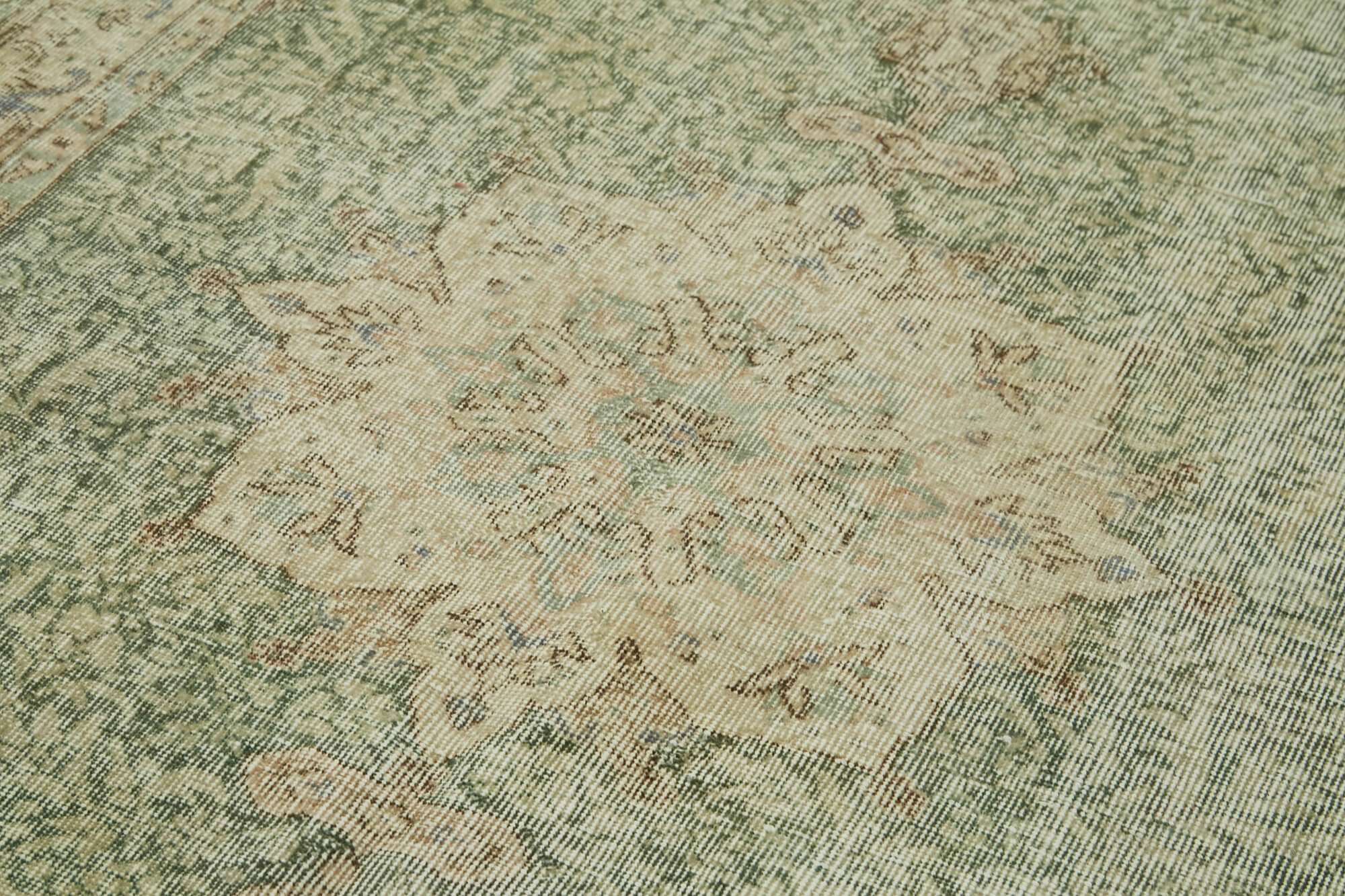 Handmade Wool Area Rug – Vintage Cotton Rug 5'4''x8'8'' Beige Eskime Style