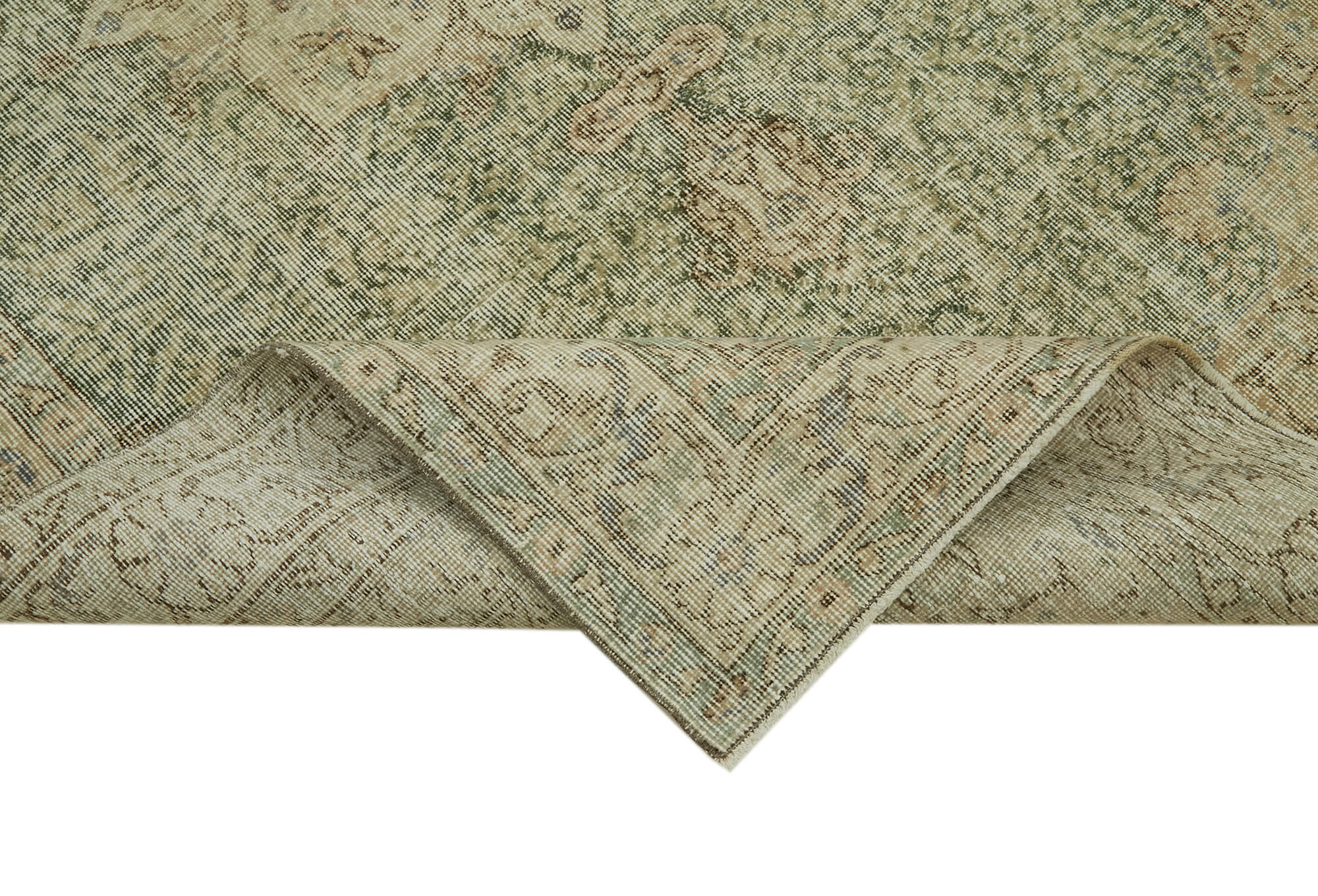 Handmade Wool Area Rug – Vintage Cotton Rug 5'4''x8'8'' Beige Eskime Style