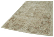 Handmade Wool Area Rug - Vintage Cotton Rug 5'5''x8'8'' Beige Soft Wool Carpet