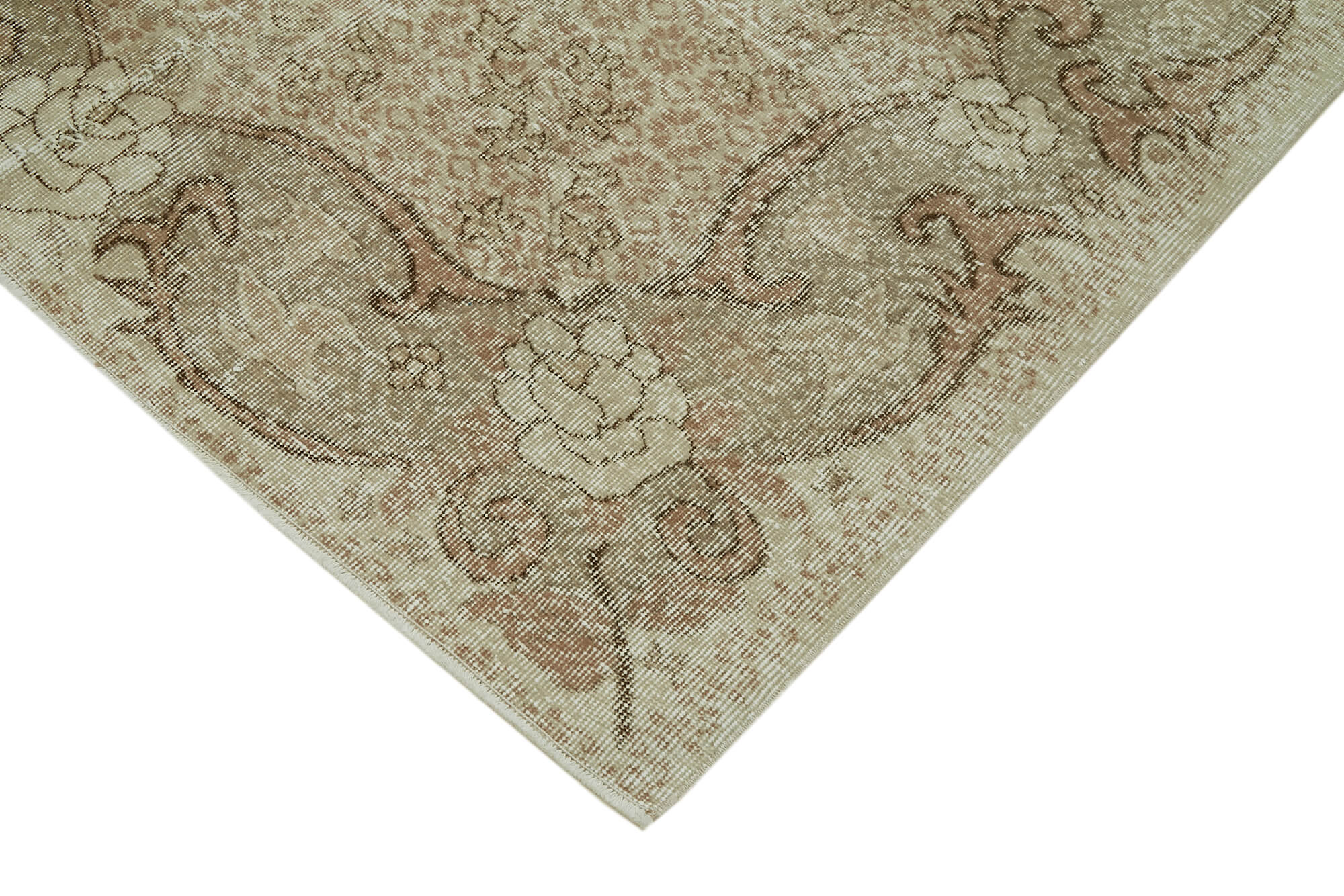Handmade Wool Area Rug - Vintage Cotton Rug 5'5''x8'8'' Beige Soft Wool Carpet
