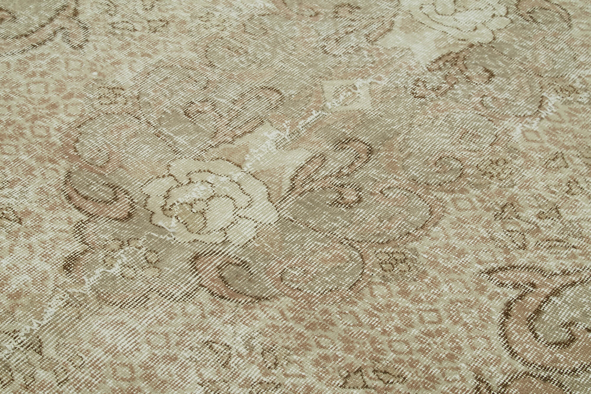Handmade Wool Area Rug - Vintage Cotton Rug 5'5''x8'8'' Beige Soft Wool Carpet