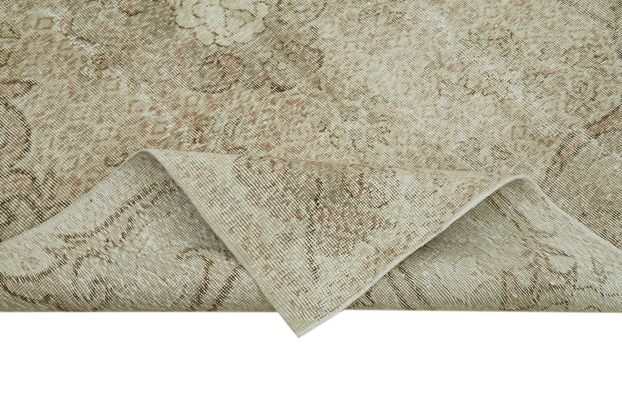 Handmade Wool Area Rug - Vintage Cotton Rug 5'5''x8'8'' Beige Soft Wool Carpet