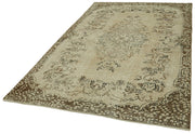 Handmade Wool Area Rug - Vintage Cotton Rug 5'6''x8'6'' | Beige Neutral Color