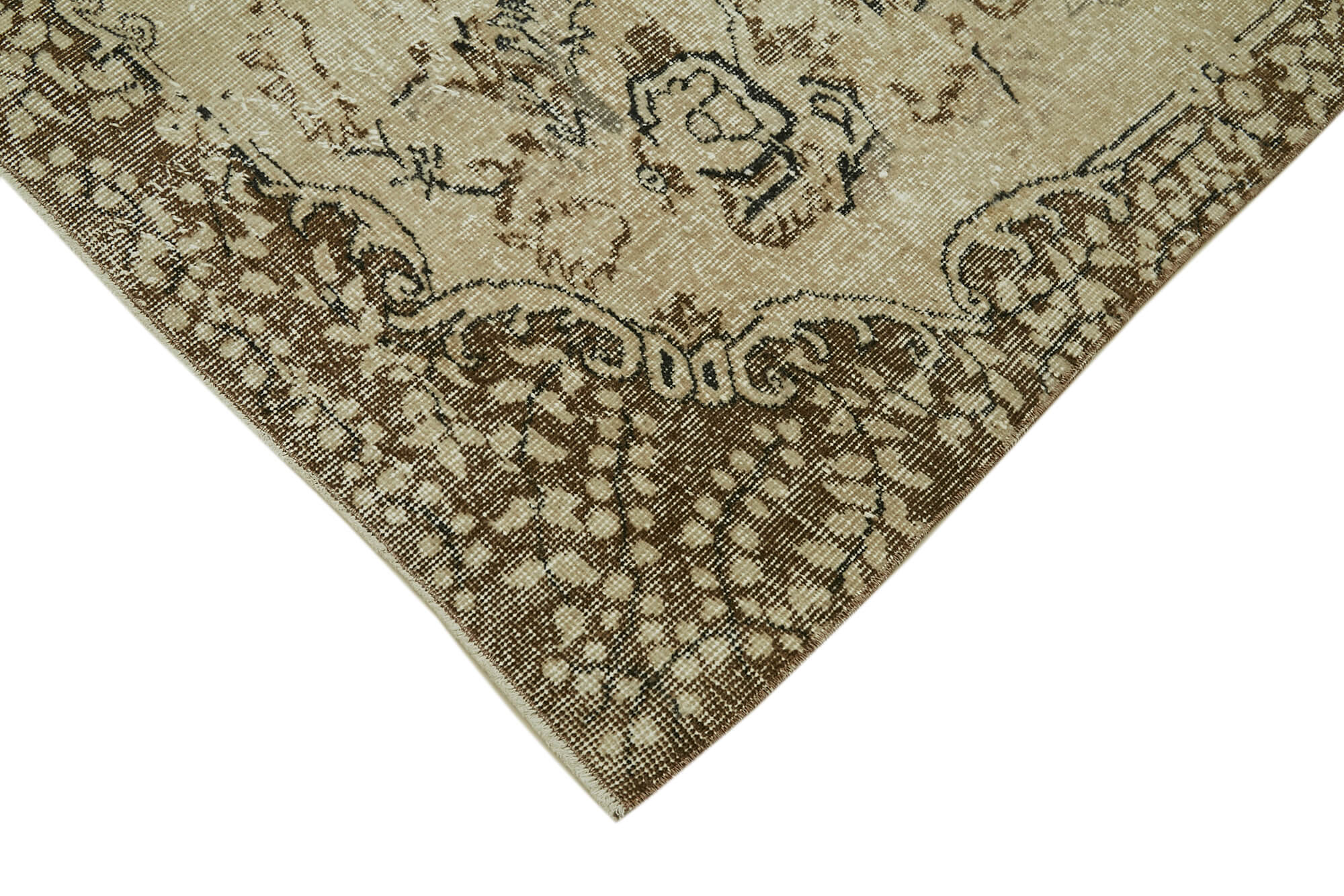 Handmade Wool Area Rug - Vintage Cotton Rug 5'6''x8'6'' | Beige Neutral Color