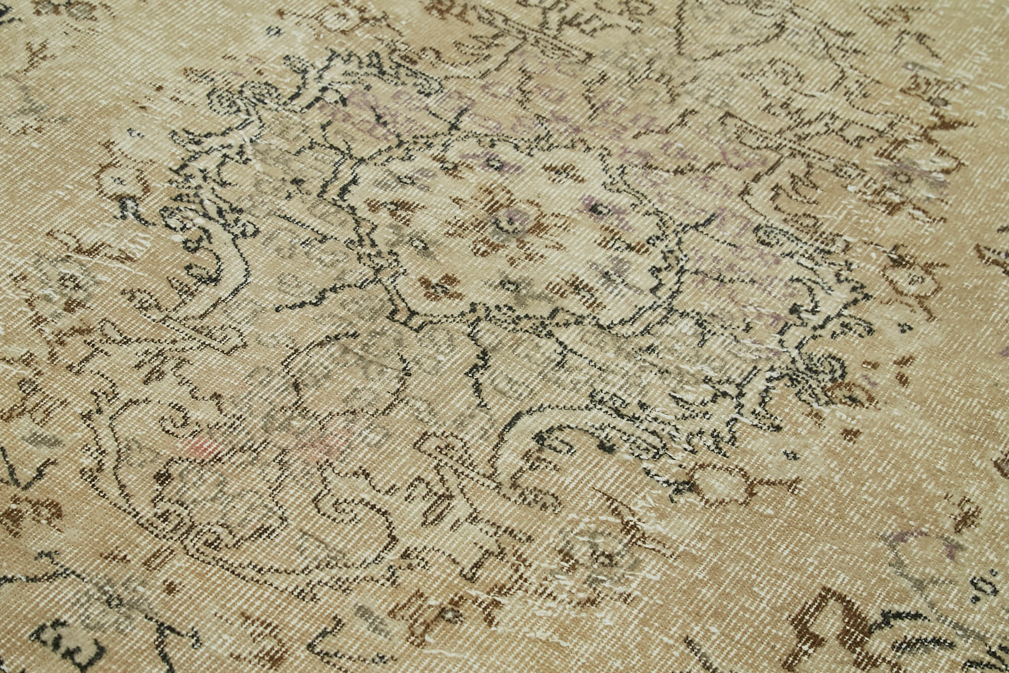 Handmade Wool Area Rug - Vintage Cotton Rug 5'6''x8'6'' | Beige Neutral Color