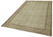 Handmade Wool Area Rug - Vintage Cotton Rug 5'5'' x 9'7'' Beige Classic Style