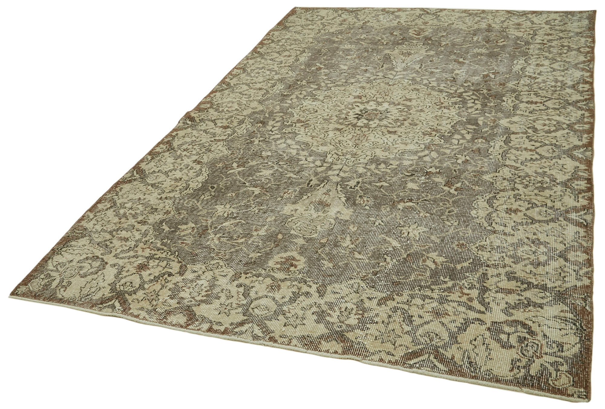 Handmade Wool Area Rug – Vintage Cotton Rug, Beige 5'7'' x 8'8'' Soft Woolen Floor Covering