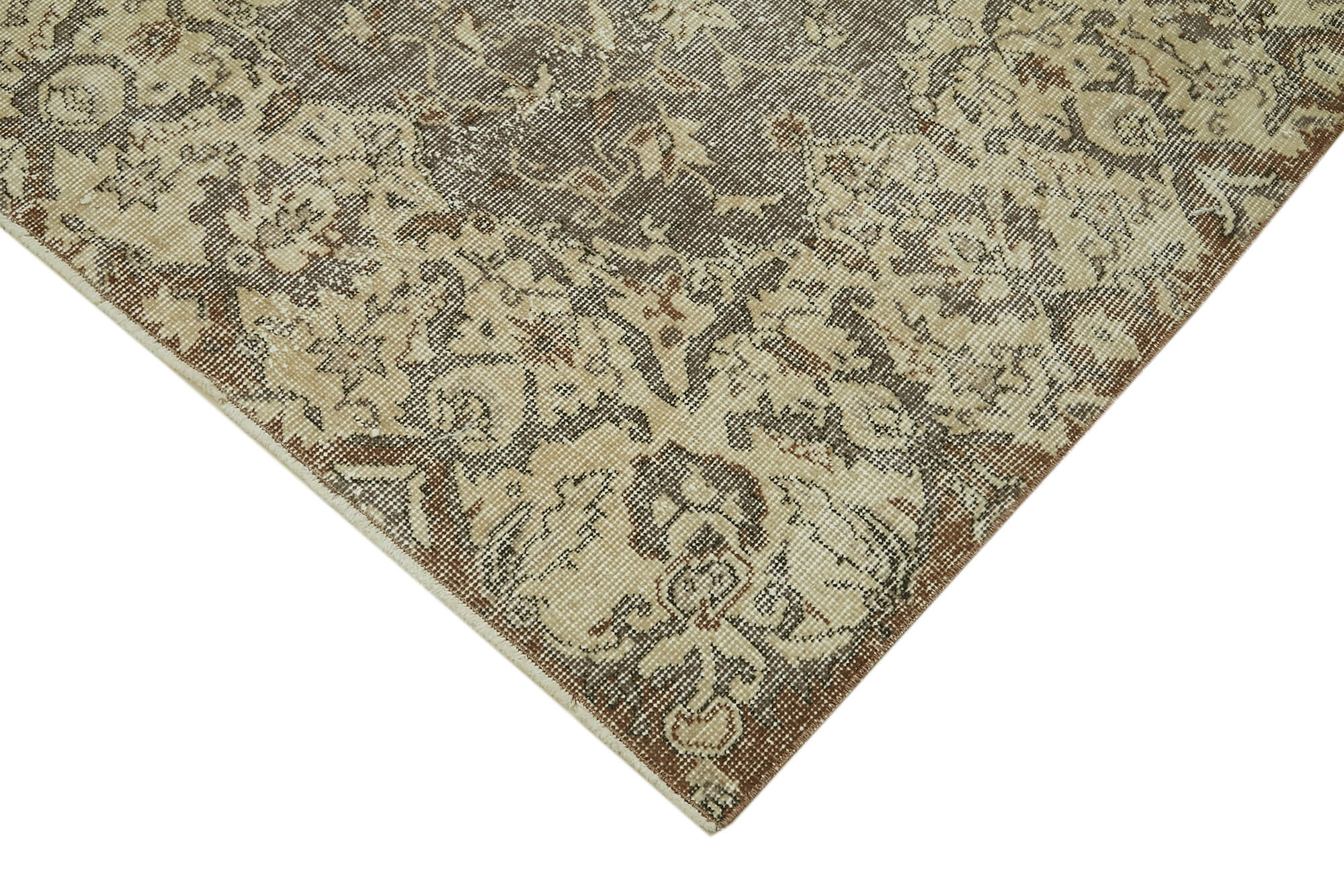Handmade Wool Area Rug – Vintage Cotton Rug, Beige 5'7'' x 8'8'' Soft Woolen Floor Covering