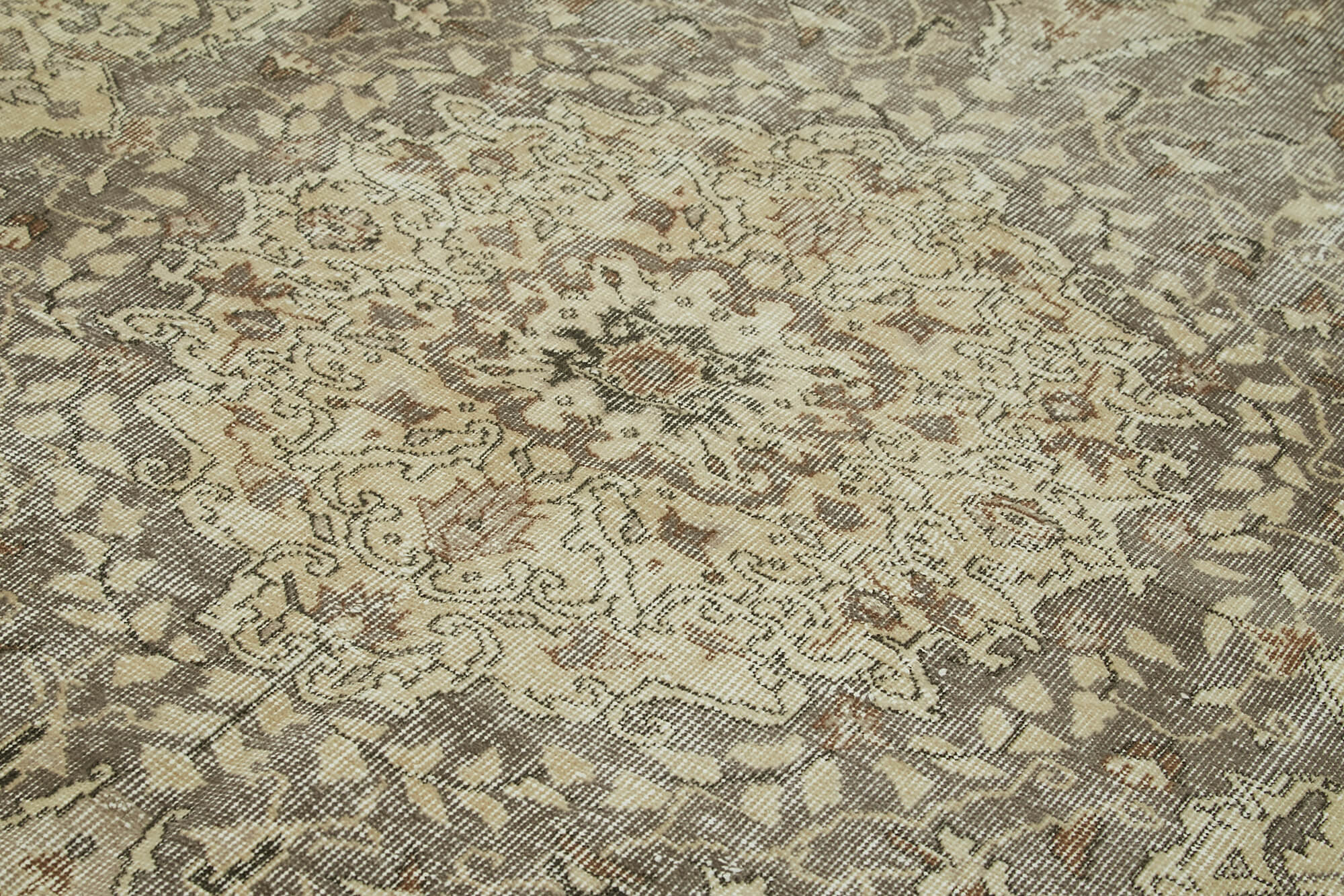 Handmade Wool Area Rug – Vintage Cotton Rug, Beige 5'7'' x 8'8'' Soft Woolen Floor Covering