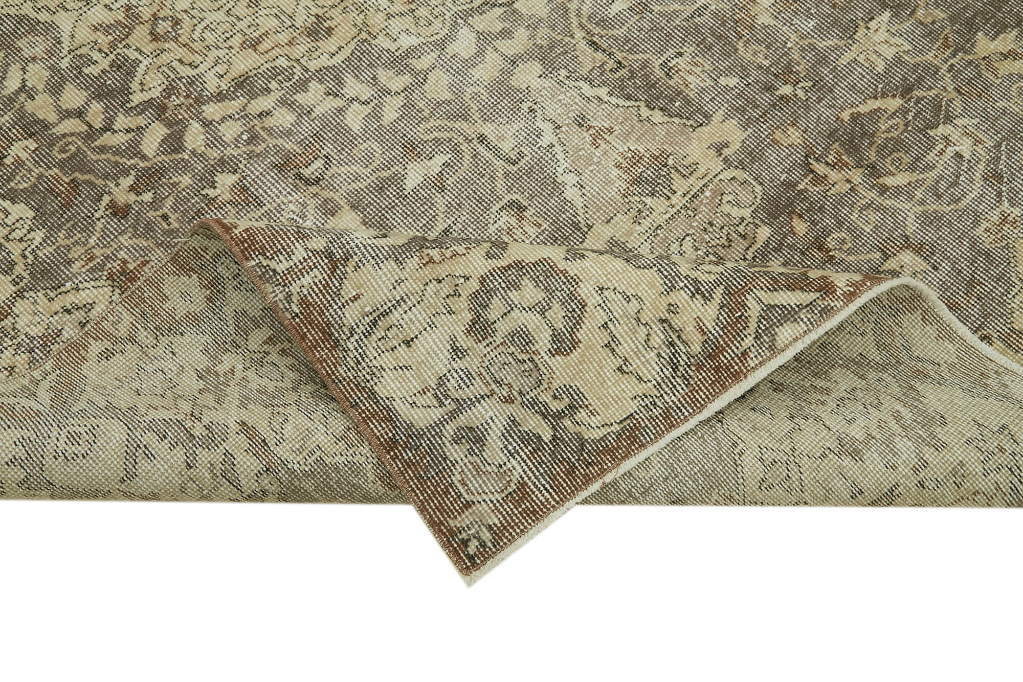 Handmade Wool Area Rug – Vintage Cotton Rug, Beige 5'7'' x 8'8'' Soft Woolen Floor Covering