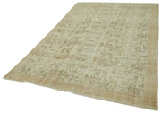Handmade Wool Area Rug - Vintage Cotton Rug 5'7''x9'2'' Beige Natural Fiber