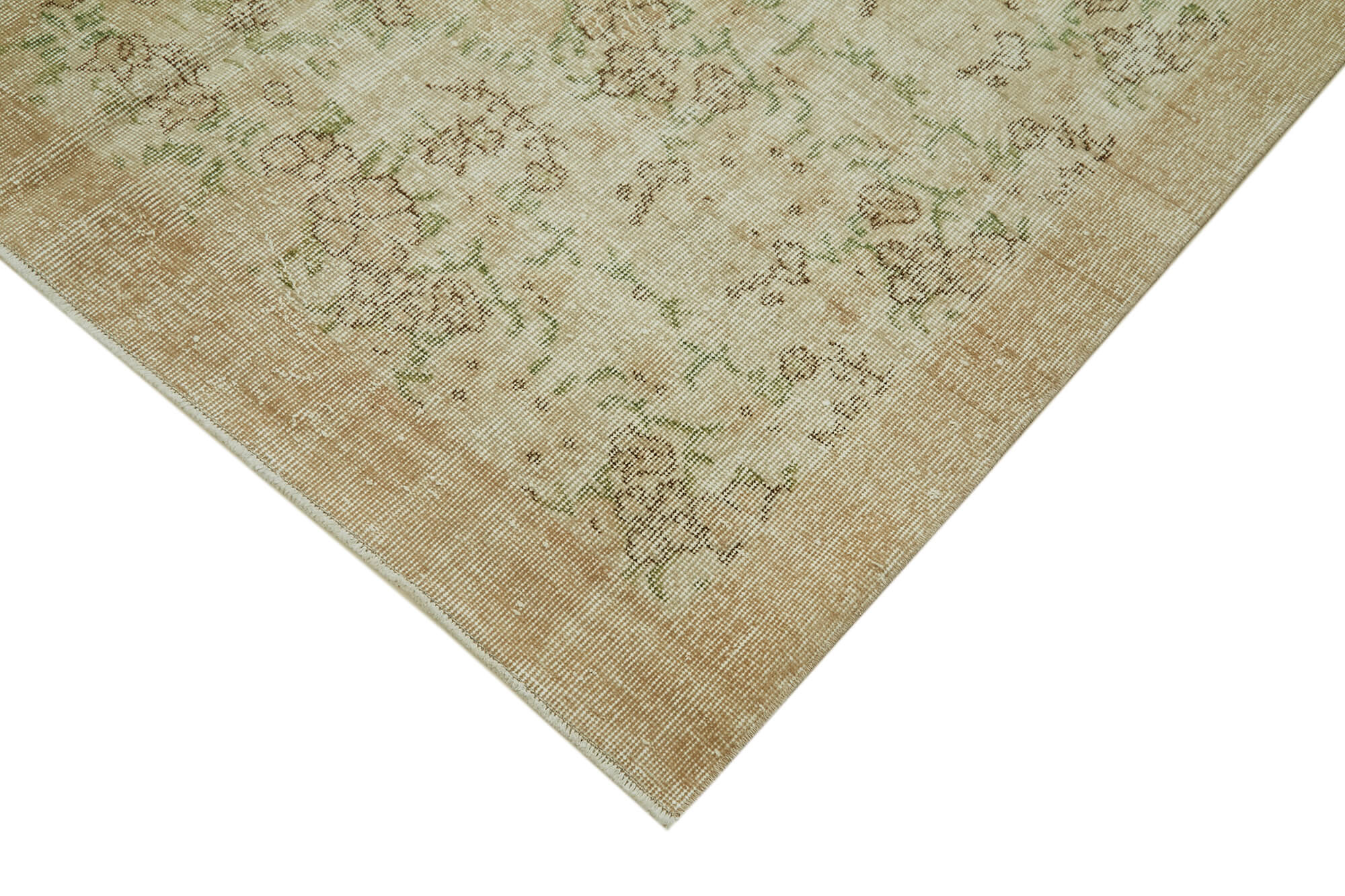 Handmade Wool Area Rug - Vintage Cotton Rug 5'7''x9'2'' Beige Natural Fiber