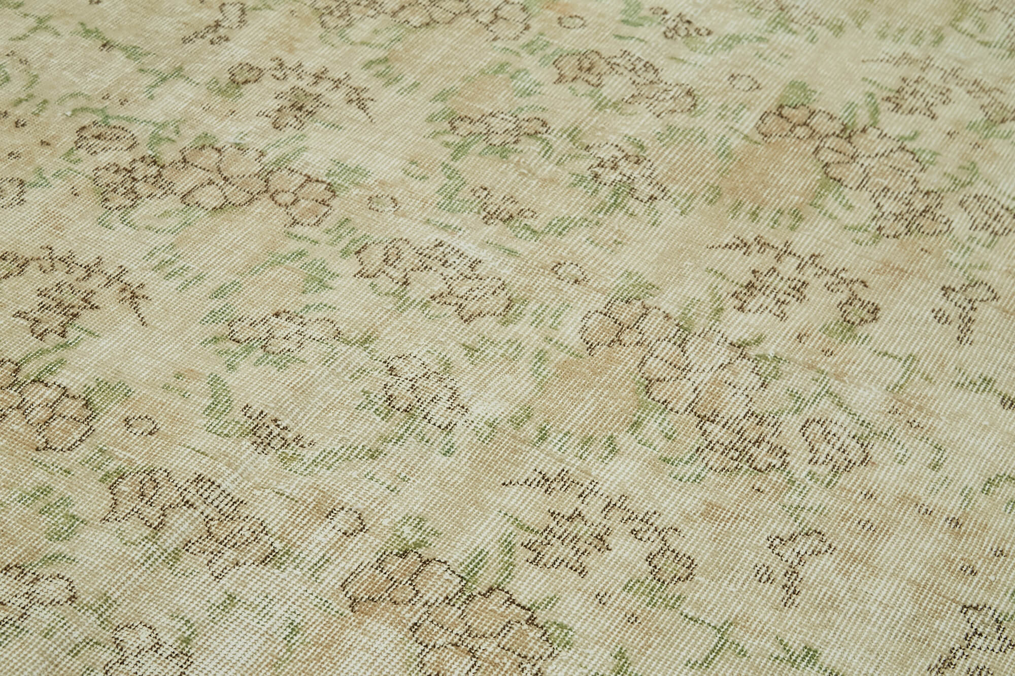 Handmade Wool Area Rug - Vintage Cotton Rug 5'7''x9'2'' Beige Natural Fiber