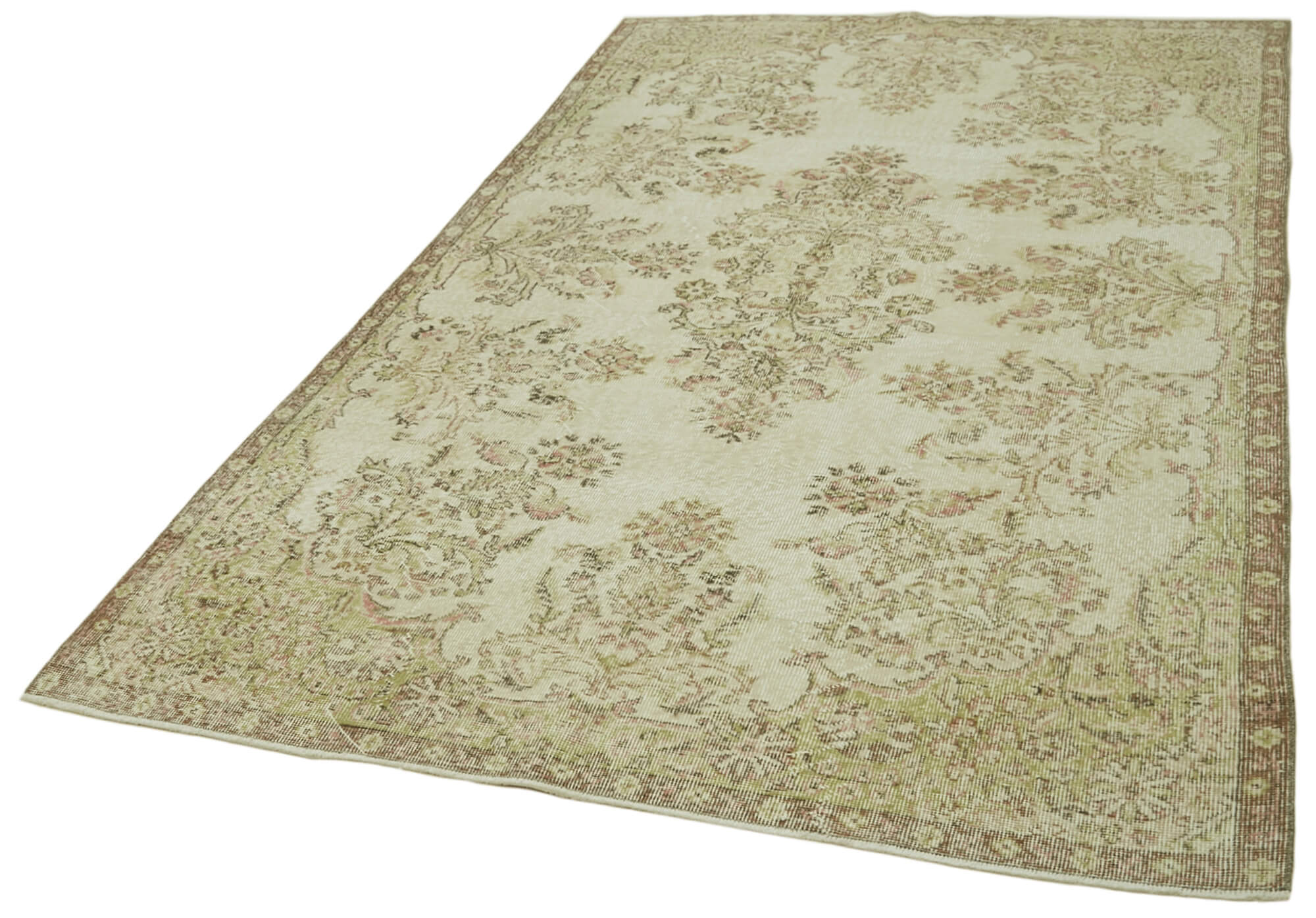 Handmade Wool Area Rug – Vintage Cotton Rug Beige 5'7''x9'4'' Durable Cotton Weave