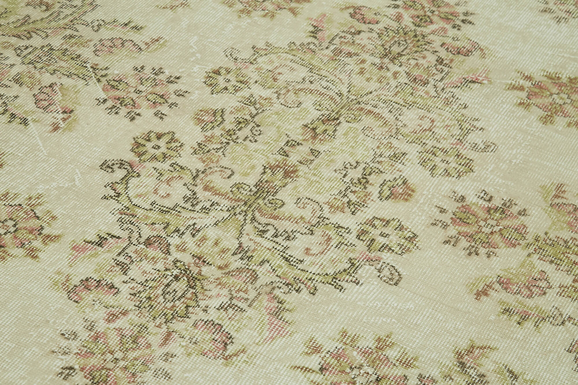 Handmade Wool Area Rug – Vintage Cotton Rug Beige 5'7''x9'4'' Durable Cotton Weave