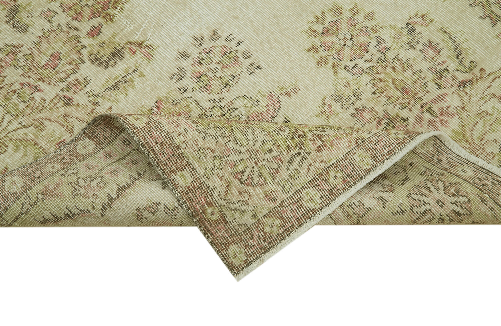 Handmade Wool Area Rug – Vintage Cotton Rug Beige 5'7''x9'4'' Durable Cotton Weave