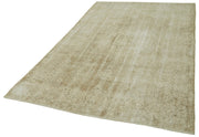 Handmade Wool Area Rug – Vintage Beige Cotton Wool Carpet 5'3" x 8'9"