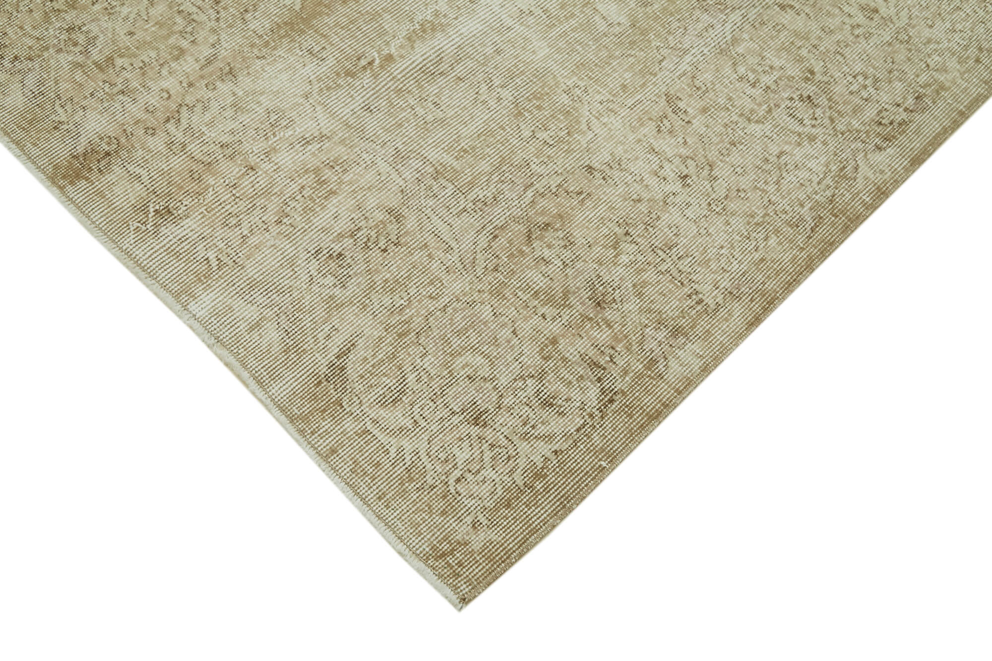 Handmade Wool Area Rug – Vintage Beige Cotton Wool Carpet 5'3" x 8'9"