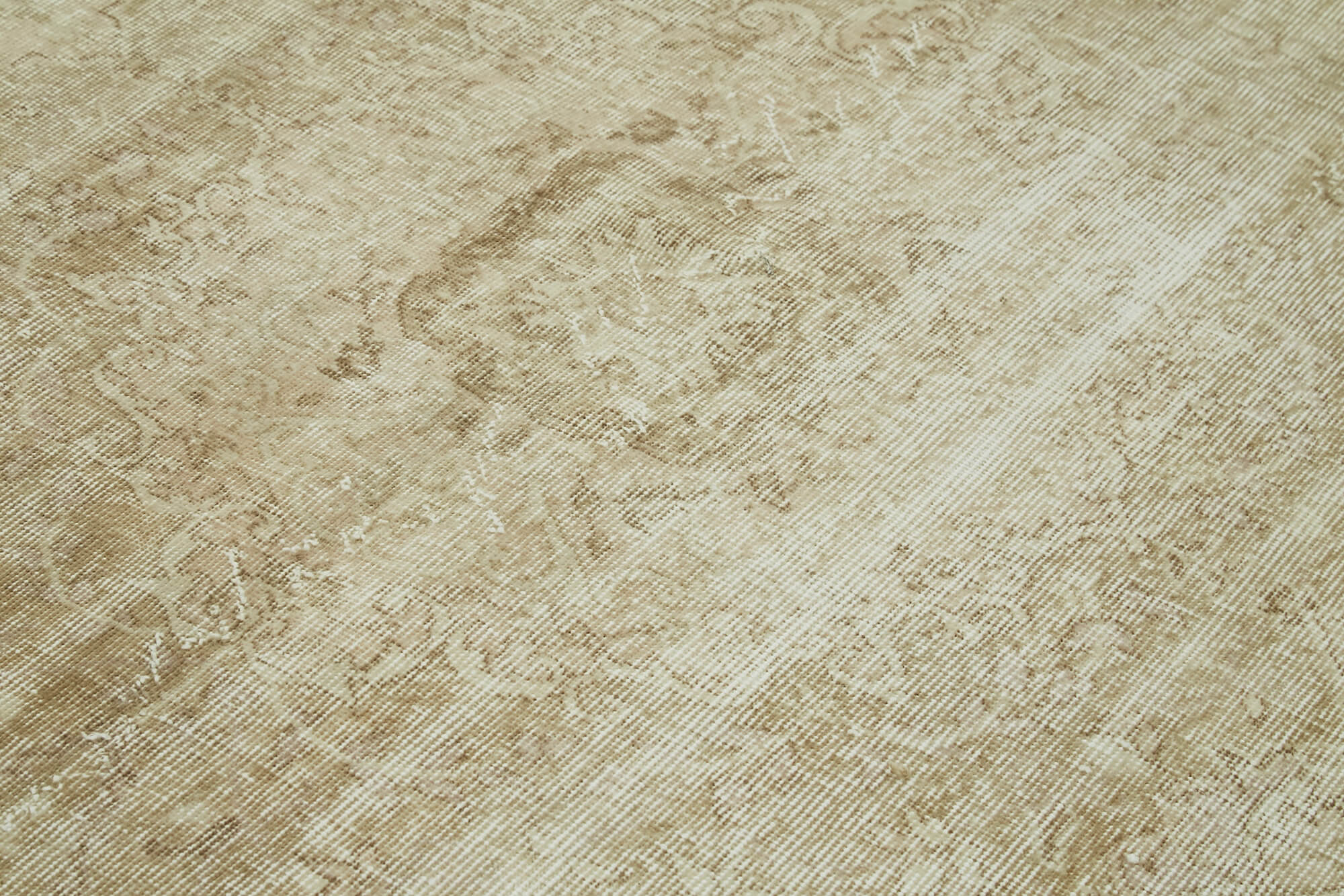 Handmade Wool Area Rug – Vintage Beige Cotton Wool Carpet 5'3" x 8'9"