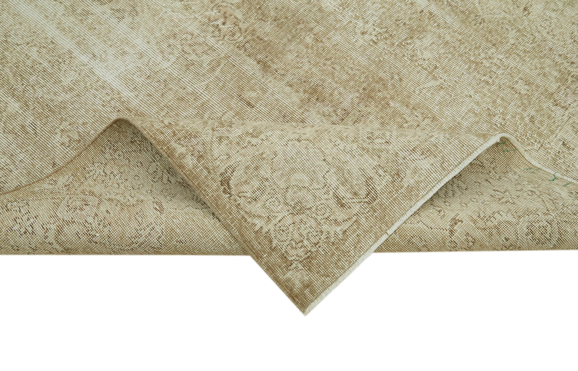 Handmade Wool Area Rug – Vintage Beige Cotton Wool Carpet 5'3" x 8'9"