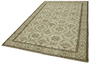Handmade Wool Area Rug – Vintage Cotton Rug | Beige Wool Carpet 5'9''x9'4''