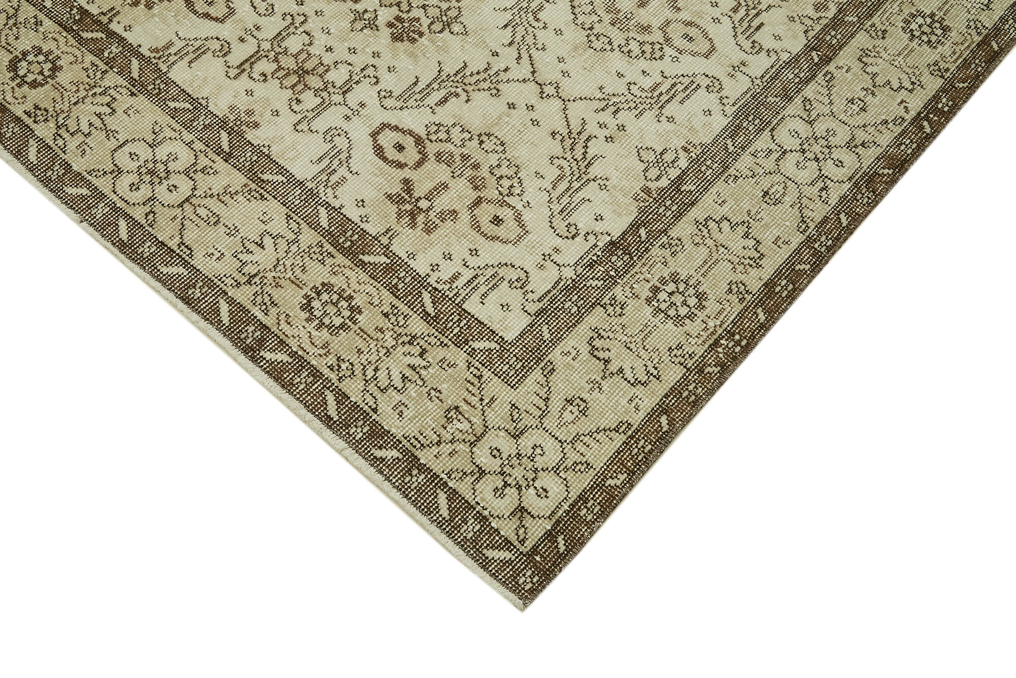Handmade Wool Area Rug – Vintage Cotton Rug | Beige Wool Carpet 5'9''x9'4''