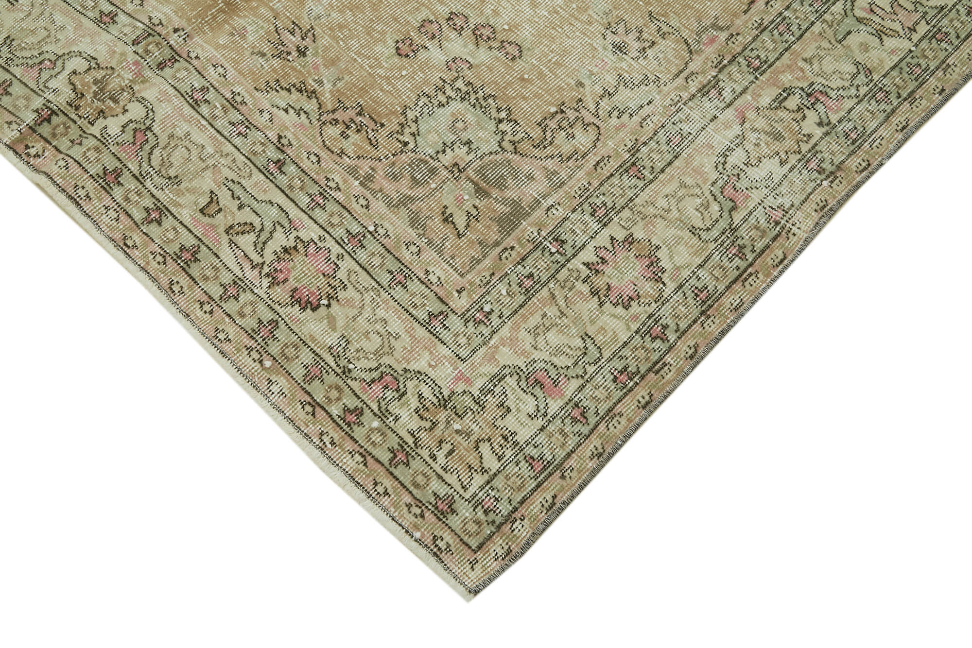 Vintage Wool Area Rug - Handmade Cotton Rug | Beige Turkish Vintage Carpet 4'7''x7'5''