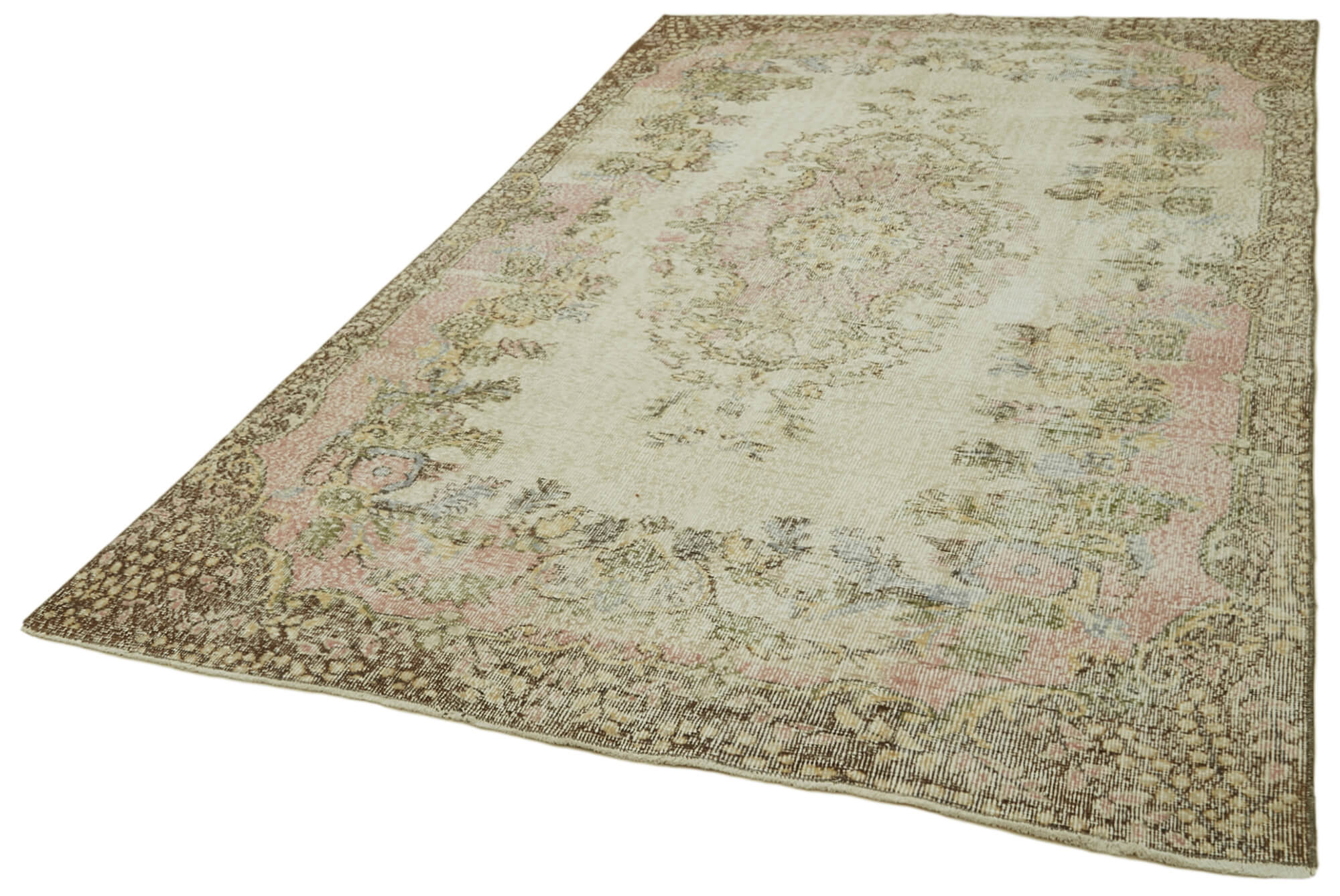 Vintage Wool Area Rug – Handmade Cotton Rug 6x10 Beige Wool Carpet Classic Woven Carpet