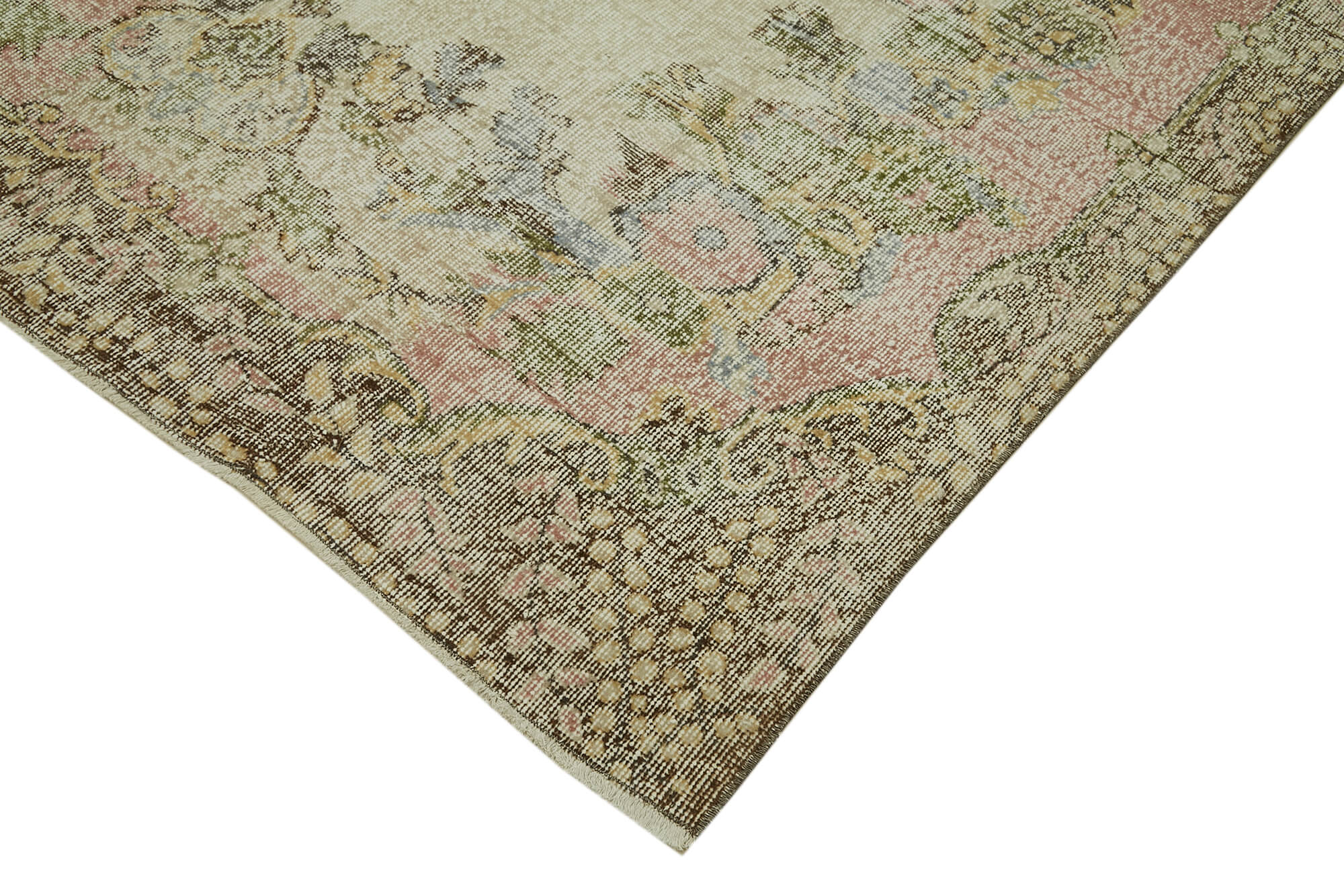 Vintage Wool Area Rug – Handmade Cotton Rug 6x10 Beige Wool Carpet Classic Woven Carpet